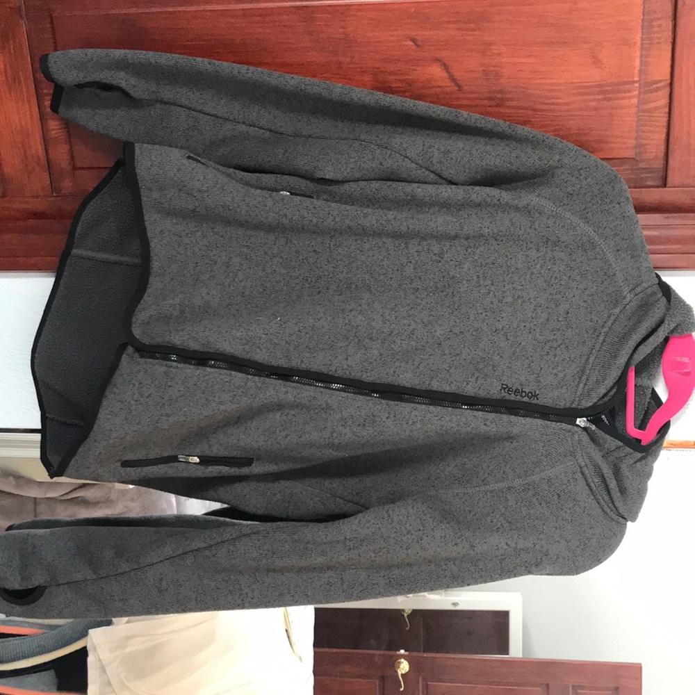 Reebok side zip up with hood gray